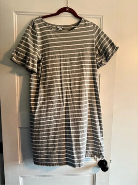 J.Crew Striped Mini Dress in Gray & White Size Large Like New